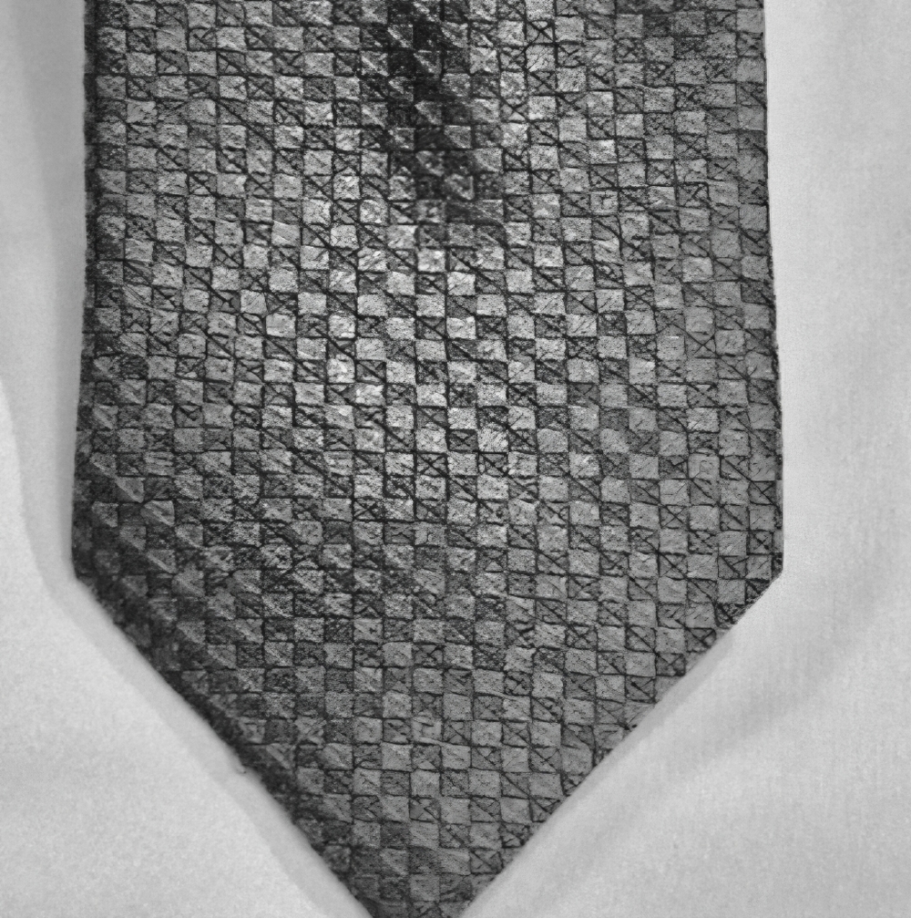 Kenneth Cole Black and Gray Patterned Tie